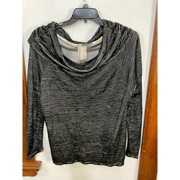 ANTHROPOLOGIE Dolan Black White Striped Cowl Neck Long Sleeve Top Size X-Large - Picture 3 of 9